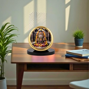 Car Desk/Table Top Mahakal Metal Golden Photo Stand 2x2 Inches, Compact & Stylish Spiritual Display for Car, Home & Office (Pack of 1) (F20716)