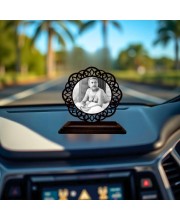 Car Desk/Table Top Sri Sri Anukul Chandra Thakur Wooden Showpiece 3x4 Inches, Compact & Stylish Spiritual Display for Car, Home & Office (Pack of 1) (F19551)