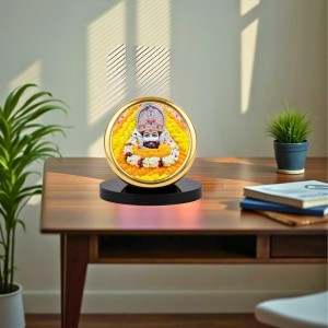 Car Desk/Table Top Tara Maa Metal Golden Photo Stand 2x2 Inches, Compact & Stylish Spiritual Display for Car, Home & Office (Pack of 1) (F18480)
