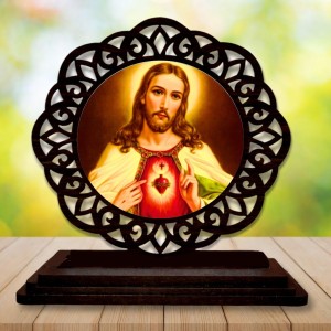Car Desk/Table Top Lord Jesus Wooden Showpiece 3x4 Inches, Compact & Stylish Spiritual Display for Car, Home & Office (Pack of 1) (F19767) Car Desk/Table Top Lord Jesus Wooden Showpiece 3x4 Inches, Compact & Stylish Spiritual Display for Car, Home & Office (Pack of 1) (F19767)