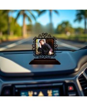 Car Desk/Table Top Swami Vivekananda Wooden Showpiece 3x4 Inches, Compact & Stylish Spiritual Display for Car, Home & Office (Pack of 1) (F19970)