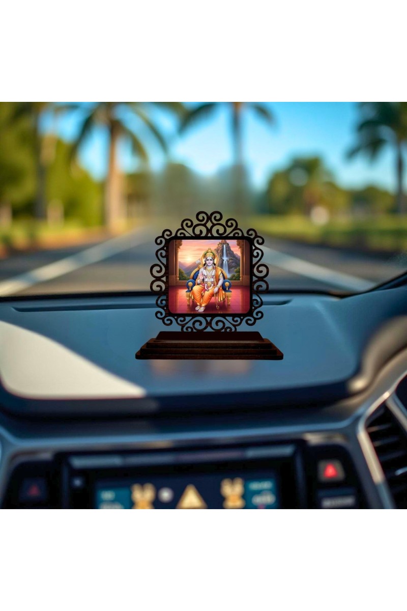 Car Desk/Table Top Lord Rama Wooden Showpiece 3x4 Inches, Compact & Stylish Spiritual Display for Car, Home & Office (Pack of 1) (F19852)