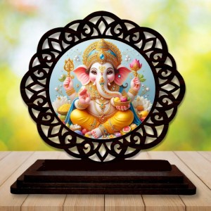 Car Desk/Table Top Lord Ganesha Wooden Showpiece 3x4 Inches, Compact & Stylish Spiritual Display for Car, Home & Office (Pack of 1) (F19590) Car Desk/Table Top Lord Ganesha Wooden Showpiece 3x4 Inches, Compact & Stylish Spiritual Display for Car, Home & Office (Pack of 1) (F19590)