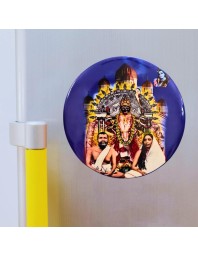 Stainless Steel Round Maa Kali with Sarada Devi & Ramakrishna Paramahansa Fridge Magnet | Devotional & Decorative Refrigerator Magnet for Home & Office | Pack of 4