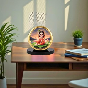 Car Desk/Table Top Radha Metal Golden Photo Stand 2x2 Inches, Compact & Stylish Spiritual Display for Car, Home & Office (Pack of 1) (F18645) Car Desk/Table Top Radha Metal Golden Photo Stand 2x2 Inches, Compact & Stylish Spiritual Display for Car, Home & Office (Pack of 1) (F18645)