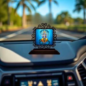 Car Desk/Table Top Lord Vishnu Wooden Showpiece 3x4 Inches, Compact & Stylish Spiritual Display for Car, Home & Office (Pack of 1) (F19885) Car Desk/Table Top Lord Vishnu Wooden Showpiece 3x4 Inches, Compact & Stylish Spiritual Display for Car, Home & Office (Pack of 1) (F19885)
