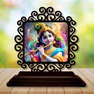 Car Desk/Table Top Lord Krishna Wooden Showpiece 3x4 Inches, Compact & Stylish Spiritual Display for Car, Home & Office (Pack of 1) (F19991) Car Desk/Table Top Lord Krishna Wooden Showpiece 3x4 Inches, Compact & Stylish Spiritual Display for Car, Home & Office (Pack of 1) (F19991)