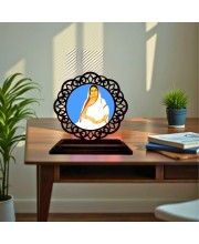 Car Desk/Table Top Sri BarOmma Wooden Showpiece 3x4 Inches, Compact & Stylish Spiritual Display for Car, Home & Office (Pack of 1) (F19742)