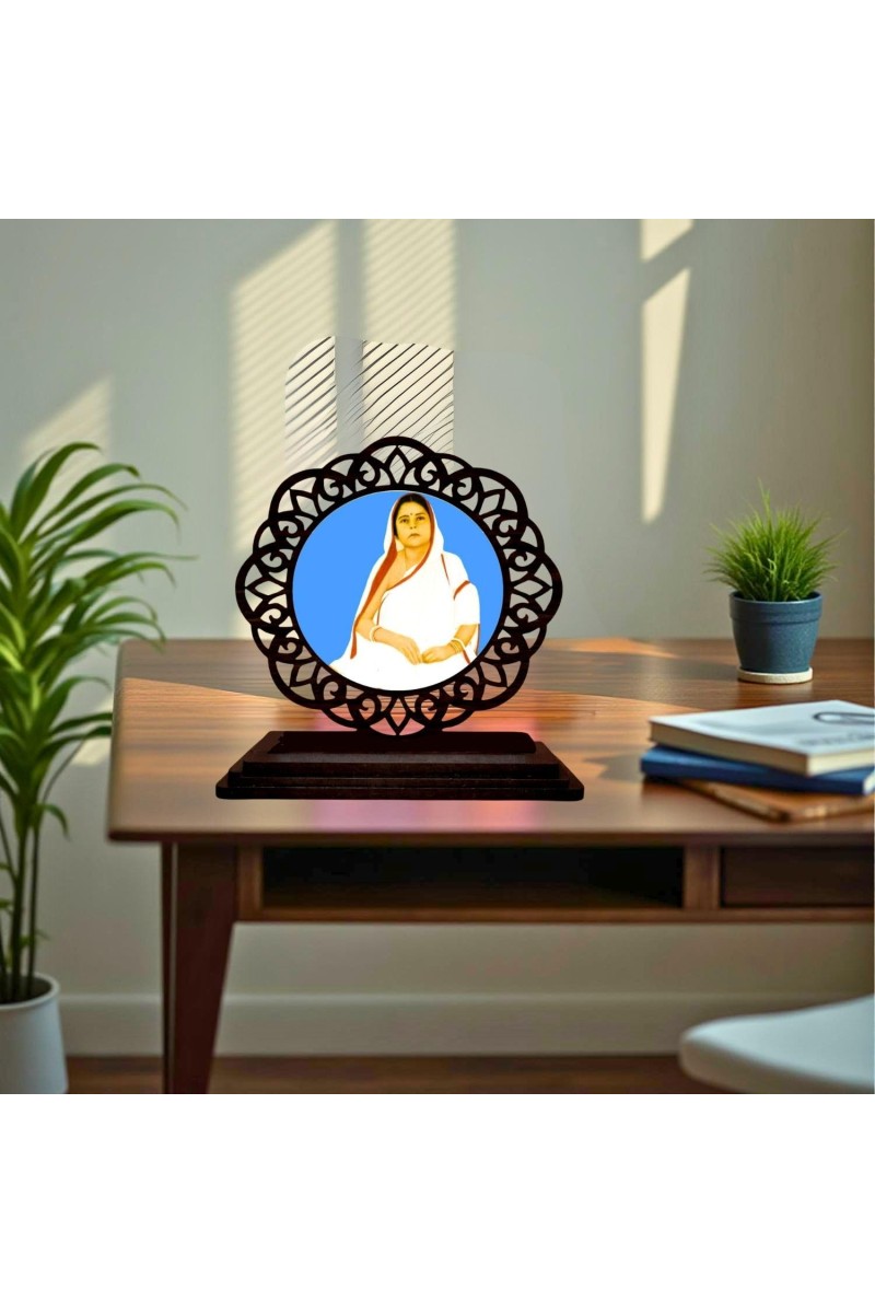 Car Desk/Table Top Sri BarOmma Wooden Showpiece 3x4 Inches, Compact & Stylish Spiritual Display for Car, Home & Office (Pack of 1) (F19742)