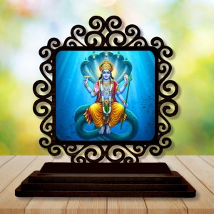 Car Desk/Table Top Lord Vishnu Wooden Showpiece 3x4 Inches, Compact & Stylish Spiritual Display for Car, Home & Office (Pack of 1) (F19885) Car Desk/Table Top Lord Vishnu Wooden Showpiece 3x4 Inches, Compact & Stylish Spiritual Display for Car, Home & Office (Pack of 1) (F19885)
