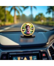 Car Desk/Table Top Little Krishna Metal Golden Photo Stand 2x2 Inches, Compact & Stylish Spiritual Display for Car, Home & Office (Pack of 1) (F18464)