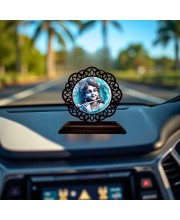 Car Desk/Table Top Lord Krishna Wooden Showpiece 3x4 Inches, Compact & Stylish Spiritual Display for Car, Home & Office (Pack of 1) (F19678)
