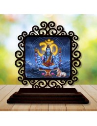 Car Desk/Table Top Lord Shiva Wooden Showpiece 3x4 Inches, Compact & Stylish Spiritual Display for Car, Home & Office (Pack of 1) (F20057)