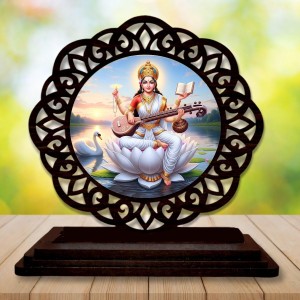 Car Desk/Table Top Goddess Saraswathi Wooden Showpiece 3x4 Inches, Compact & Stylish Spiritual Display for Car, Home & Office (Pack of 1) (F19715) Car Desk/Table Top Goddess Saraswathi Wooden Showpiece 3x4 Inches, Compact & Stylish Spiritual Display for Car, Home & Office (Pack of 1) (F19715)