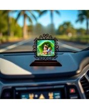 Car Desk/Table Top Lord Krishna Wooden Showpiece 3x4 Inches, Compact & Stylish Spiritual Display for Car, Home & Office (Pack of 1) (F19965)