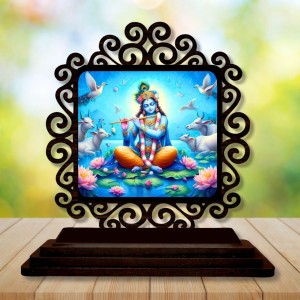 Car Desk/Table Top Lord Krishna Wooden Showpiece 3x4 Inches, Compact & Stylish Spiritual Display for Car, Home & Office (Pack of 1) (F20014) Car Desk/Table Top Lord Krishna Wooden Showpiece 3x4 Inches, Compact & Stylish Spiritual Display for Car, Home & Office (Pack of 1) (F20014)