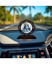 Car Desk/Table Top Lord Krishna Wooden Showpiece 3x4 Inches, Compact & Stylish Spiritual Display for Car, Home & Office (Pack of 1) (F19591)