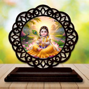Car Desk/Table Top Little Radha Wooden Showpiece 3x4 Inches, Compact & Stylish Spiritual Display for Car, Home & Office (Pack of 1) (F19717) Car Desk/Table Top Little Radha Wooden Showpiece 3x4 Inches, Compact & Stylish Spiritual Display for Car, Home & Office (Pack of 1) (F19717)