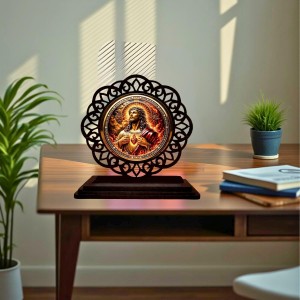 Car Desk/Table Top Lord Jesus Wooden Showpiece 3x4 Inches, Compact & Stylish Spiritual Display for Car, Home & Office (Pack of 1) (F19720) Car Desk/Table Top Lord Jesus Wooden Showpiece 3x4 Inches, Compact & Stylish Spiritual Display for Car, Home & Office (Pack of 1) (F19720)