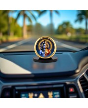Car Desk/Table Top Arthanareeshwara Metal Golden Photo Stand 2x2 Inches, Compact & Stylish Spiritual Display for Car, Home & Office (Pack of 1) (F18900)