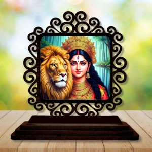 Car Desk/Table Top Goddess Durga Wooden Showpiece 3x4 Inches, Compact & Stylish Spiritual Display for Car, Home & Office (Pack of 1) (F19774) Car Desk/Table Top Goddess Durga Wooden Showpiece 3x4 Inches, Compact & Stylish Spiritual Display for Car, Home & Office (Pack of 1) (F19774)