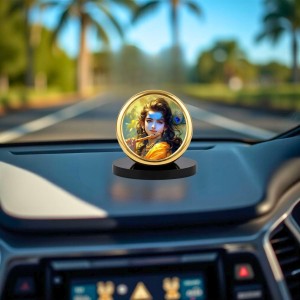 Car Desk/Table Top Lord Krishna Metal Golden Photo Stand 2x2 Inches, Compact & Stylish Spiritual Display for Car, Home & Office (Pack of 1) (F18473) Car Desk/Table Top Lord Krishna Metal Golden Photo Stand 2x2 Inches, Compact & Stylish Spiritual Display for Car, Home & Office (Pack of 1) (F18473)