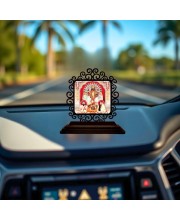 Car Desk/Table Top Kali Maa and Ramakrishna Paramahamsa and Sarada Devi Wooden Showpiece 3x4 Inches, Compact & Stylish Spiritual Display for Car, Home & Office (Pack of 1) (F19901)