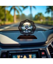 Car Desk/Table Top Lord Shiva Wooden Showpiece 3x4 Inches, Compact & Stylish Spiritual Display for Car, Home & Office (Pack of 1) (F19726)