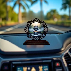 Car Desk/Table Top Lord Shiva Wooden Showpiece 3x4 Inches, Compact & Stylish Spiritual Display for Car, Home & Office (Pack of 1) (F19726)