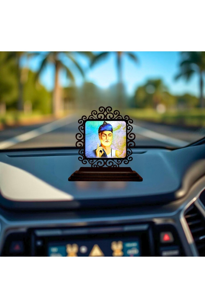 Car Desk/Table Top Kabir Das Wooden Showpiece 3x4 Inches, Compact & Stylish Spiritual Display for Car, Home & Office (Pack of 1) (F19787)