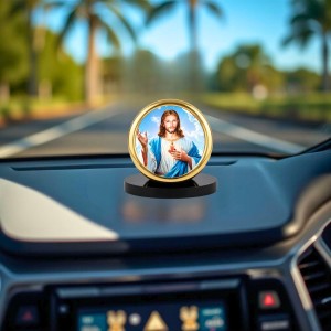 Car Desk/Table Top Lord Jesus Metal Golden Photo Stand 2x2 Inches, Compact & Stylish Spiritual Display for Car, Home & Office (Pack of 1) (F18789) Car Desk/Table Top Lord Jesus Metal Golden Photo Stand 2x2 Inches, Compact & Stylish Spiritual Display for Car, Home & Office (Pack of 1) (F18789)