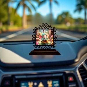 Car Desk/Table Top Lord Ganesha Wooden Showpiece 3x4 Inches, Compact & Stylish Spiritual Display for Car, Home & Office (Pack of 1) (F19962) Car Desk/Table Top Lord Ganesha Wooden Showpiece 3x4 Inches, Compact & Stylish Spiritual Display for Car, Home & Office (Pack of 1) (F19962)