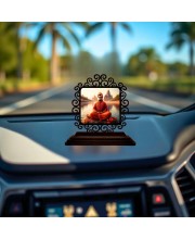 Car Desk/Table Top Swami Vivekananda Wooden Showpiece 3x4 Inches, Compact & Stylish Spiritual Display for Car, Home & Office (Pack of 1) (F19921)
