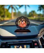 Car Desk/Table Top Sarada Maa Wooden Showpiece 3x4 Inches, Compact & Stylish Spiritual Display for Car, Home & Office (Pack of 1) (F19679)