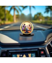 Car Desk/Table Top Lord Shiva Parvathi Metal Golden Photo Stand 2x2 Inches, Compact & Stylish Spiritual Display for Car, Home & Office (Pack of 1) (F18656)