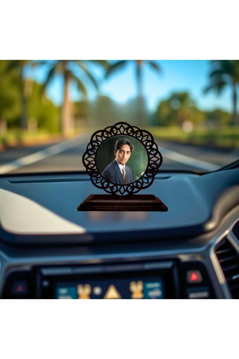 Car Desk/Table Top Jiddu Krishnamurthy Wooden Showpiece 3x4 Inches, Compact & Stylish Spiritual Display for Car, Home & Office (Pack of 1) (F19628)