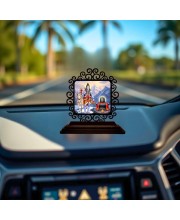Car Desk/Table Top Lord Shiva and Lingam Wooden Showpiece 3x4 Inches, Compact & Stylish Spiritual Display for Car, Home & Office (Pack of 1) (F19891)