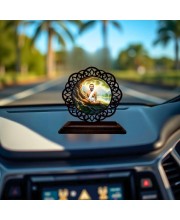 Car Desk/Table Top Ramakrishna Paramahamsa Wooden Showpiece 3x4 Inches, Compact & Stylish Spiritual Display for Car, Home & Office (Pack of 1) (F19713)