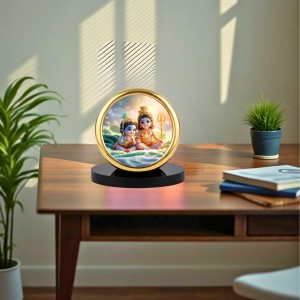Car Desk/Table Top Little Krishna Metal Golden Photo Stand 2x2 Inches, Compact & Stylish Spiritual Display for Car, Home & Office (Pack of 1) (F18636) Car Desk/Table Top Little Krishna Metal Golden Photo Stand 2x2 Inches, Compact & Stylish Spiritual Display for Car, Home & Office (Pack of 1) (F18636)