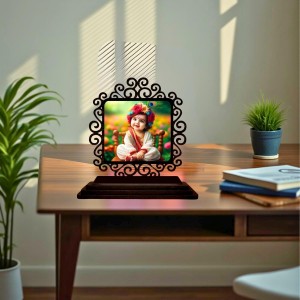 Car Desk/Table Top Lord Krishna Wooden Showpiece 3x4 Inches, Compact & Stylish Spiritual Display for Car, Home & Office (Pack of 1) (F19954) Car Desk/Table Top Lord Krishna Wooden Showpiece 3x4 Inches, Compact & Stylish Spiritual Display for Car, Home & Office (Pack of 1) (F19954)