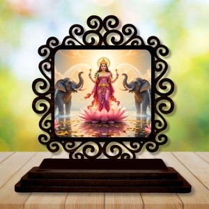 Car Desk/Table Top Goddess Lakshmi Wooden Showpiece 3x4 Inches, Compact & Stylish Spiritual Display for Car, Home & Office (Pack of 1) (F19983) Car Desk/Table Top Goddess Lakshmi Wooden Showpiece 3x4 Inches, Compact & Stylish Spiritual Display for Car, Home & Office (Pack of 1) (F19983)