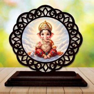 Car Desk/Table Top Lord Ganesha Wooden Showpiece 3x4 Inches, Compact & Stylish Spiritual Display for Car, Home & Office (Pack of 1) (F19731) Car Desk/Table Top Lord Ganesha Wooden Showpiece 3x4 Inches, Compact & Stylish Spiritual Display for Car, Home & Office (Pack of 1) (F19731)