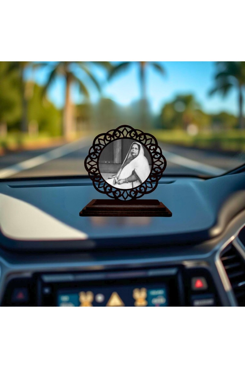 Car Desk/Table Top Shamsunnahar Mahmud Wooden Showpiece 3x4 Inches, Compact & Stylish Spiritual Display for Car, Home & Office (Pack of 1) (F19553)