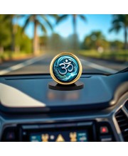 Car Desk/Table Top Om Symbol Metal Golden Photo Stand 2x2 Inches, Compact & Stylish Spiritual Display for Car, Home & Office (Pack of 1) (F18870)