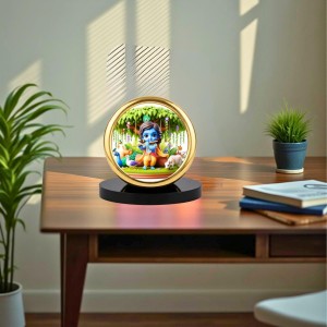 Car Desk/Table Top Little Krishna Metal Golden Photo Stand 2x2 Inches, Compact & Stylish Spiritual Display for Car, Home & Office (Pack of 1) (F18897) Car Desk/Table Top Little Krishna Metal Golden Photo Stand 2x2 Inches, Compact & Stylish Spiritual Display for Car, Home & Office (Pack of 1) (F18897)