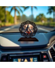 Car Desk/Table Top Lord Shiva Wooden Showpiece 3x4 Inches, Compact & Stylish Spiritual Display for Car, Home & Office (Pack of 1) (F19597)