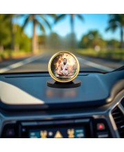 Car Desk/Table Top Ramakrishna Paramahamsa Metal Golden Photo Stand 2x2 Inches, Compact & Stylish Spiritual Display for Car, Home & Office (Pack of 1) (F18445)