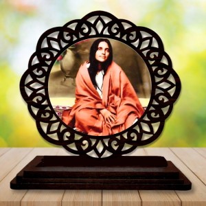 Car Desk/Table Top Sarada Maa Wooden Showpiece 3x4 Inches, Compact & Stylish Spiritual Display for Car, Home & Office (Pack of 1) (F19679)