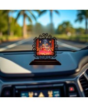 Car Desk/Table Top Lord Vishnu and Lakshmi Wooden Showpiece 3x4 Inches, Compact & Stylish Spiritual Display for Car, Home & Office (Pack of 1) (F20059)