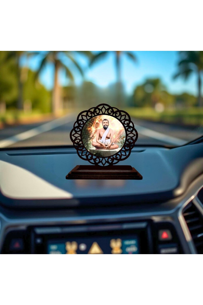 Car Desk/Table Top Ramanna Wooden Showpiece 3x4 Inches, Compact & Stylish Spiritual Display for Car, Home & Office (Pack of 1) (F19670)